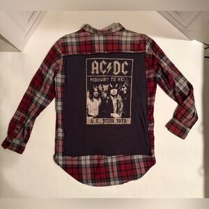 AC/DC Custom Red and Gray Plaid Shirt